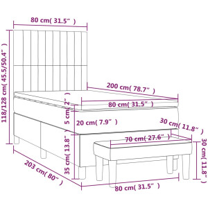 vidaXL - Boxspring - met - matras - stof - donkerbruin - 80x200 - cm