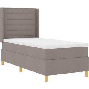 vidaXL - Boxspring - bed - met - LED-stripverlichting - Taupe - 90 - x - 190 - cm - Stof