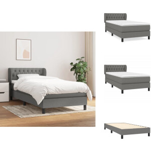 vidaXL Boxspring - Boxsprings - Bed - Slaapmeubel - Boxspring met matras stof donkergrijs 100x200 cm