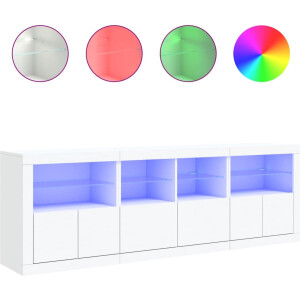 vidaXL - Dressoir - met - LED-verlichting - 202x37x67 - cm - wit