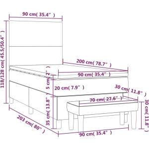 vidaXL - Boxspring - met - matras - stof - donkerbruin - 90x200 - cm
