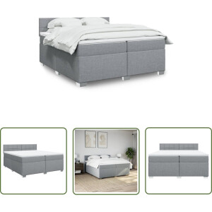 vidaXL Boxspring - Boxspring Bed - Boxspring met matras stof lichtgrijs 200x200 cm - Tweepersoonsbed - Pocketed Spring Mattress - Pocketveringmatras