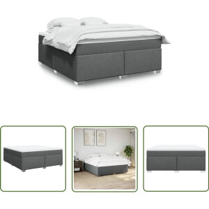 vidaXL Boxspring Bed - Boxspring - Boxspring met matras stof donkergrijs 180x200 cm - Slaapcomfort - Matras - Pocketveringmatras