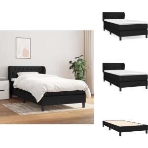 vidaXL Boxspring - Boxsprings - Bed - Slaapmeubel - Boxspring met matras stof zwart 90x190 cm