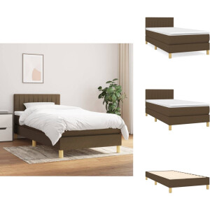 vidaXL Boxspring - Boxsprings - Bed - Slaapmeubel - Boxspring met matras stof donkerbruin 90x200 cm