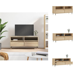 vidaXL - Tv-meubel - 100x34,5x44,5 - cm - bewerkt - hout - sonoma - eikenkleurig