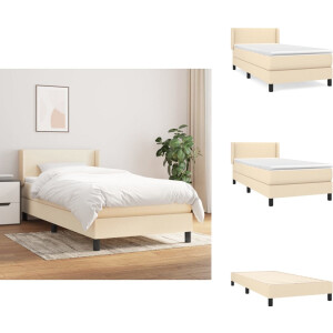 vidaXL Boxspring - Boxsprings - Bed - Slaapmeubel - Boxspring met matras stof crèmekleurig 80x200 cm