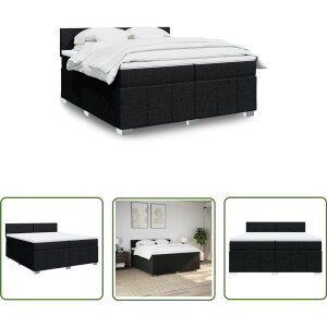 vidaXL Klikmechanisme - Dynamische Sleutel - Boxspring met matras stof zwart 200x200 cm - Draaibare Kop - Torque Wrench - Gereedschapset