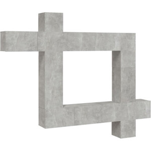 vidaXL - 9-delige - Tv-meubelset - bewerkt - hout - betongrijs