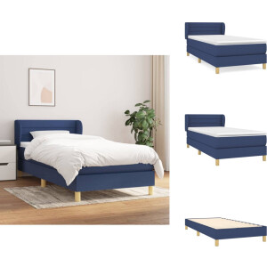 vidaXL Boxspring - Boxsprings - Bed - Slaapmeubel - Boxspring met matras stof blauw 90x200 cm
