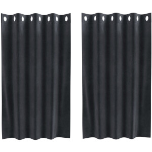 vidaXL - Zwarte - Outdoorgordijnen - met - Oogjes - 2 - stuks - Donkergrijs - Fluweel