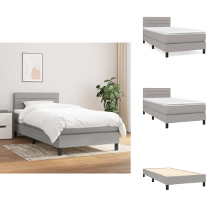 vidaXL Boxspring - Boxsprings - Bed - Slaapmeubel - Boxspring met matras stof lichtgrijs 90x190 cm