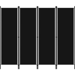vidaXL - Kamerscherm - met - 4 - panelen - 200x180 - cm - zwart