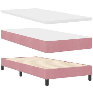 vidaXL - Boxspring - bed - met - kussen - Roze - 100 - x - 200 - cm - Fluweel