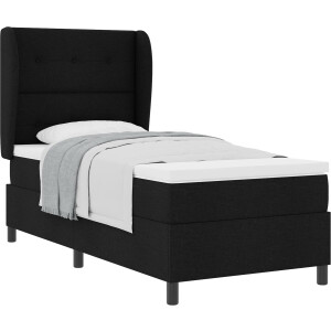 vidaXL - Boxspring - bed - met - matras - met - hoofdeinde - Zwart - 90 - x - 190 - cm - Stof