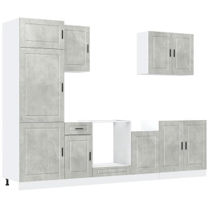 vidaXL - 7-delige - Keukenkastenset - Porto - bewerkt - hout - betongrijs