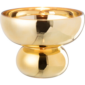 J-Line windlicht op voet afgerond - glas - goud - Ø 23 cm