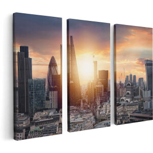 Artaza Canvas Schilderij Drieluik Londen Stad bij Zonsopgang - 120x80 - Foto Op Canvas - Canvas Print