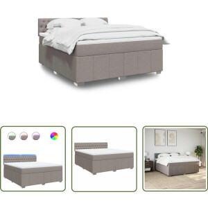 vidaXL Boxspringbed - Boxspring - Boxspring met matras stof taupe 180x200 cm - Matras - Led Verlichting - Taupecleur