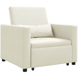 vidaXL - Uittrekbare - slaapbank - eenpersoons - met - wielen - Crème - Fluweel