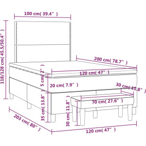 vidaXL - Boxspring - met - matras - stof - blauw - 120x200 - cm