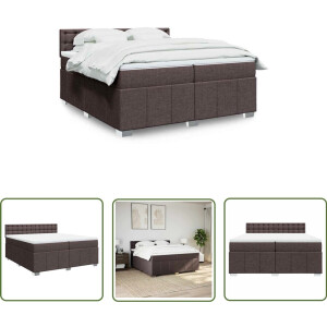 vidaXL Boxspring Bed - Boxspring - Boxspring met matras stof donkerbruin 200x200 cm - Dark Brown Bed - Tweepersoons Bed - Matras