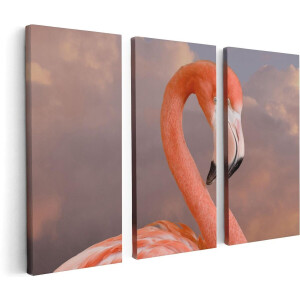 Artaza Canvas Schilderij Drieluik Roze Flamingo in de Wolken - 120x80 - Foto Op Canvas - Canvas Print