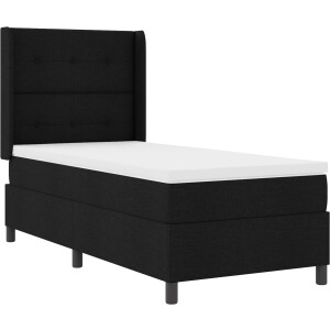 vidaXL - Boxspring - bed - met - kussen - met - hoofdeinde - Zwart - 200 - x - 90 - cm - Stof