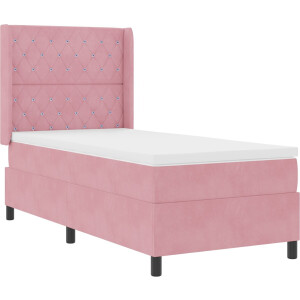 vidaXL - Boxspring - bed - met - matras - Roze - 90 - x - 190 - cm - Fluweel
