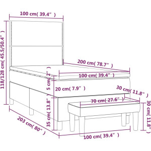vidaXL - Boxspring - met - matras - stof - zwart - 100x200 - cm