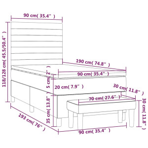 vidaXL - Boxspring - met - matras - stof - zwart - 90x190 - cm