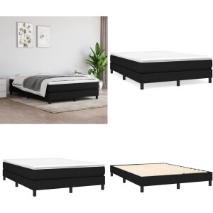 vidaXL Boxspring met matras stof zwart 140x190 cm - Boxspring - Boxsprings - Bed - Slaapmeubel