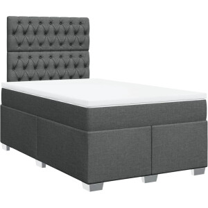 vidaXL - Boxspring - met - matras - stof - donkergrijs - 120x200 - cm