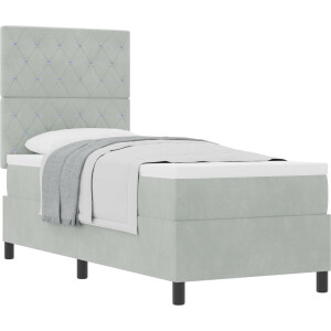 vidaXL - Boxspring - bed - met - matras - Lichtgrijs - 80 - x - 200 - cm - Stof