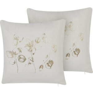 BELIANI GOMPHRENA - Sierkussen set van 2 - Lichtbeige - Polyester