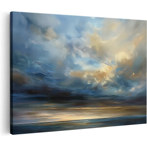 Artaza Canvas Schilderij Kunstwerk van een Bewolkte Hemel boven de Oceaan - 30x20 cm - Klein - Wanddecoratie Woonkamer - Schilderijen - Muurdecoratie