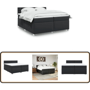 vidaXL Boxspring met matras kunstleer zwart 200x200 cm