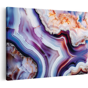Artaza Canvas Schilderij Close Up van een Paarse Blauwe en Oranje Agaat - 60x40 cm - Wanddecoratie Woonkamer - Schilderijen - Muurdecoratie