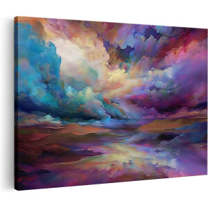 Artaza Canvas Schilderij Kleurrijke Wolken in de Lucht - 60x40 cm - Wanddecoratie Woonkamer - Schilderijen - Muurdecoratie