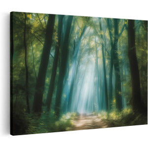Artaza Canvas Schilderij Pad door een Bos met Zonlicht - 30x20 cm - Klein - Wanddecoratie Woonkamer - Schilderijen - Muurdecoratie