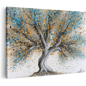 Artaza Canvas Schilderij Boom Abstract - 30x20 cm - Klein - Wanddecoratie Woonkamer - Muurdecoratie Levensboom - Kamer Accessoires