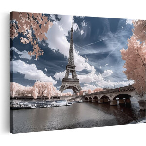 Artaza Canvas Schilderij De Eiffeltoren in Infrarood - Parijs - 30x20 cm - Klein - Wanddecoratie Woonkamer - Schilderijen - Muurdecoratie