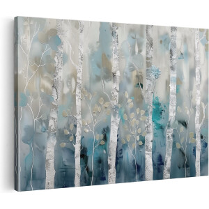Artaza Canvas Schilderij Bomen Abstract - 30x20 cm - Klein - Muurdecoratie Bos - Wanddecoratie Woonkamer - Kamer Accessoires