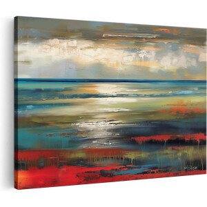 Artaza Canvas Schilderij Abstract Kunstwerk van de Zee en de Lucht - 30x20 cm - Klein - Wanddecoratie Woonkamer - Schilderijen - Muurdecoratie