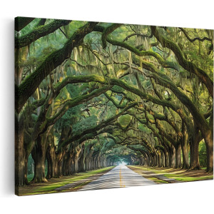 Artaza Canvas Schilderij Bomenlaan - 60x40 cm - Wanddecoratie Landschap - Muurdecoratie Bos - Schilderijen Op Canvas Natuur