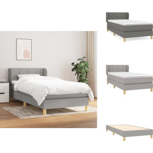 vidaXL Boxspring - Boxsprings - Bed - Slaapmeubel - Boxspring met matras stof lichtgrijs 80x200 cm