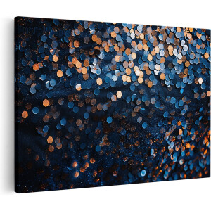 Artaza Canvas Schilderij Blauwe en Oranje Glitters Achtergrond - 90x60 cm - Wanddecoratie Woonkamer - Schilderijen - Muurdecoratie