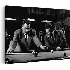 Artaza Canvas Schilderij Twee Mannen die Pool Spelen - 90x60 cm - Wanddecoratie Woonkamer - Schilderijen - Muurdecoratie