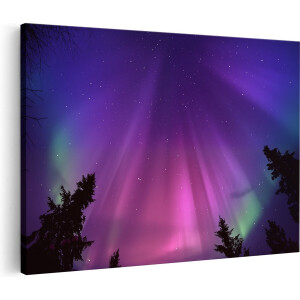 Artaza Canvas Schilderij Aurora Borealis Verlicht de Hemel - 30x20 cm - Klein - Wanddecoratie Woonkamer - Schilderijen - Muurdecoratie
