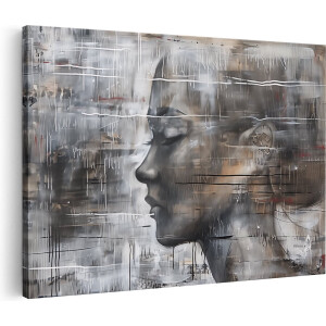 Artaza Canvas Schilderij Abstract Kunstwerk van het Gezicht van een Vrouw - 90x60 - Wanddecoratie - Foto Op Canvas - Canvas Print